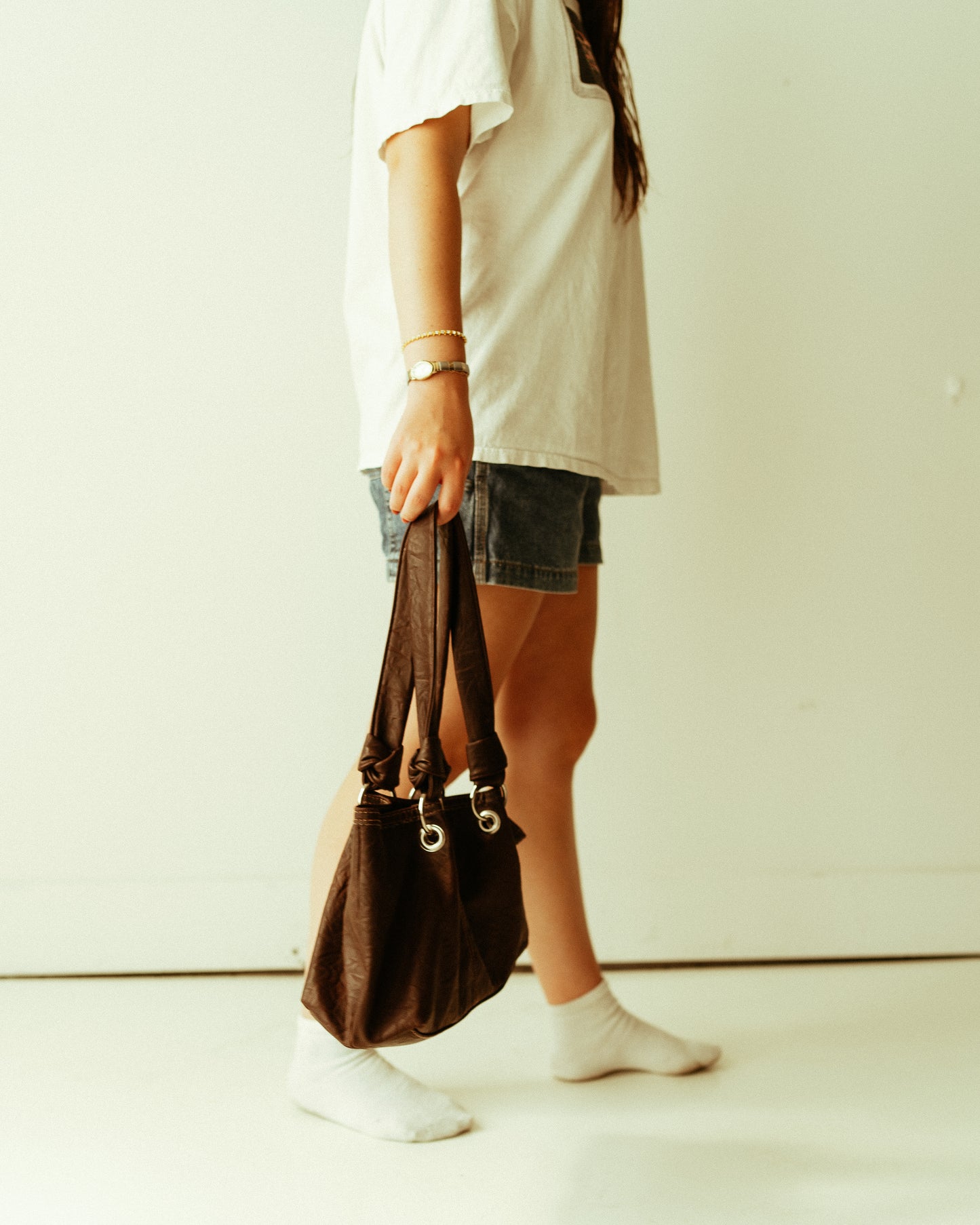 Y2K Vintage Brown Leather Shoulder Bag
