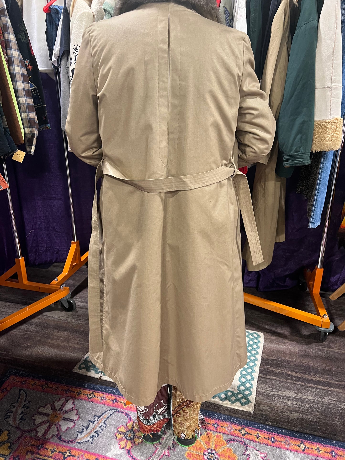 Faux fur trench coat