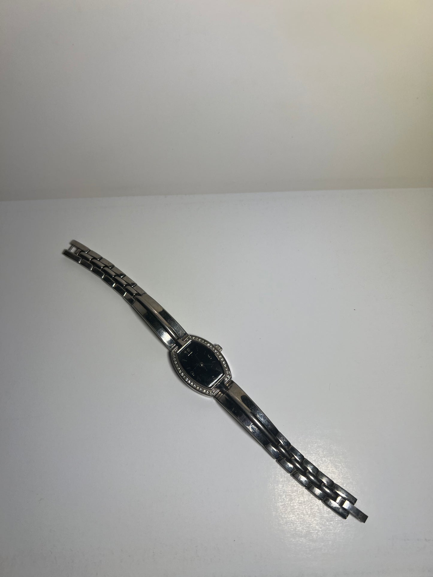 7” Vintage Silver watch with black face