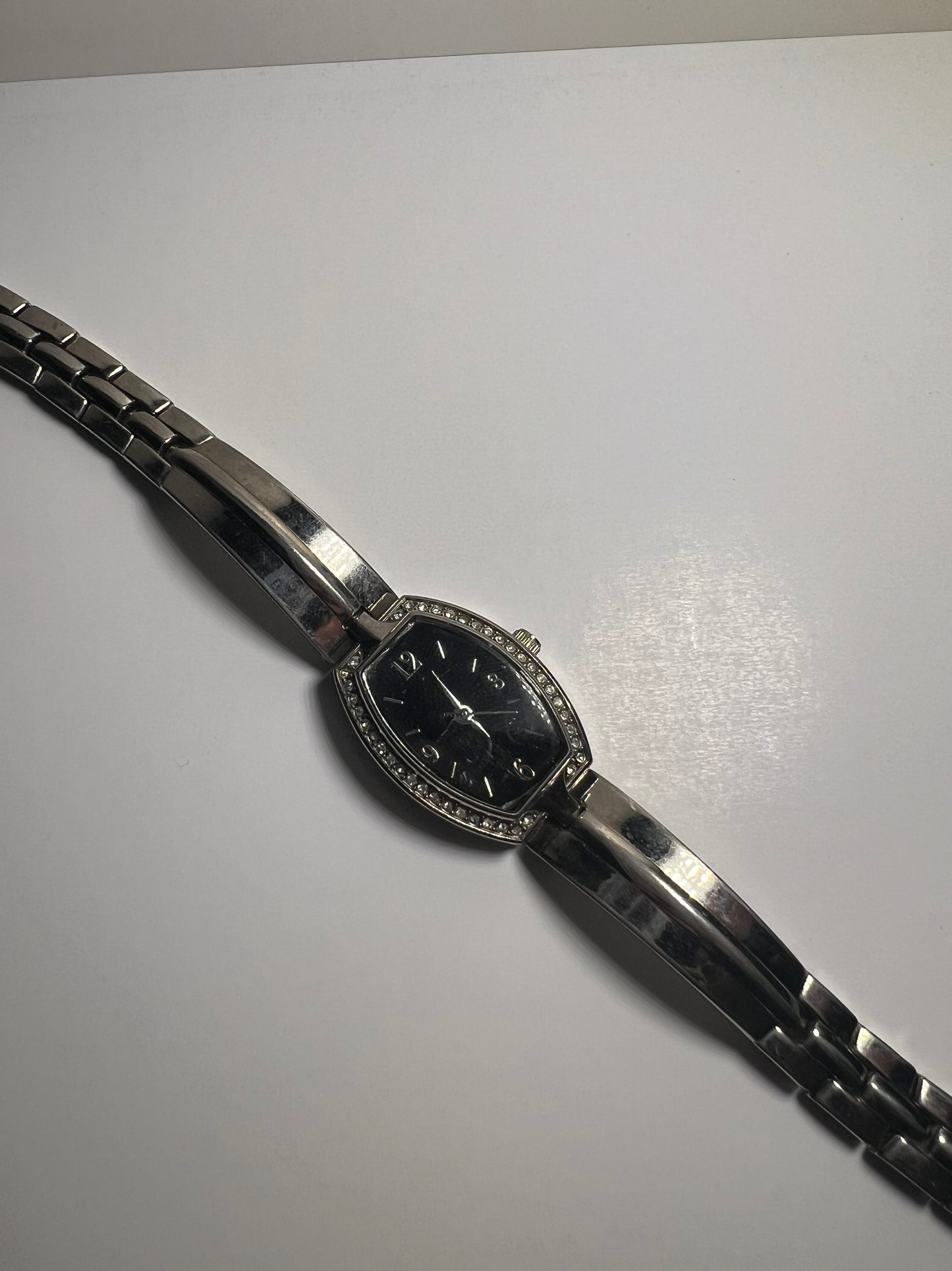 7” Vintage Silver watch with black face
