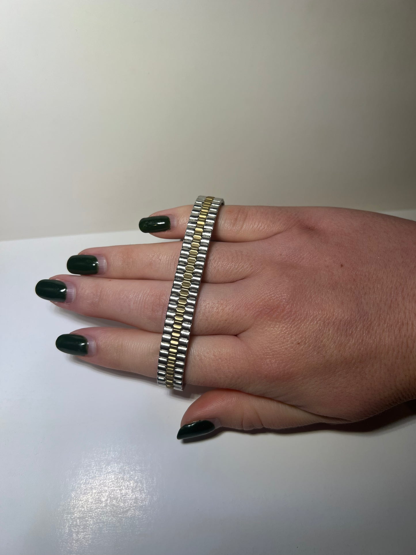 6.5” Two Toned Gold & Silver {stretchy} Vintage Watch