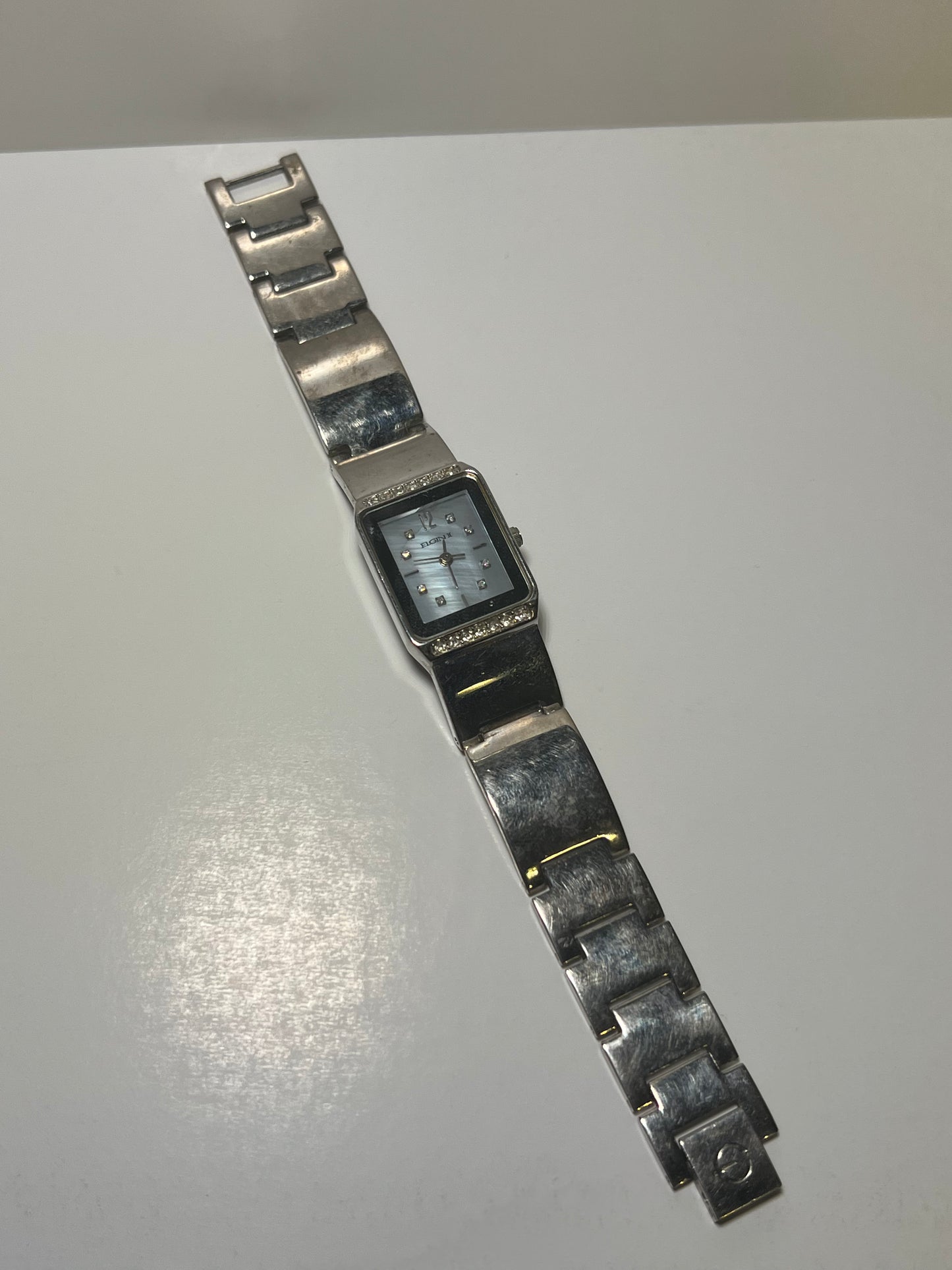 6.5” Vintage Silver Diamond Face Watch