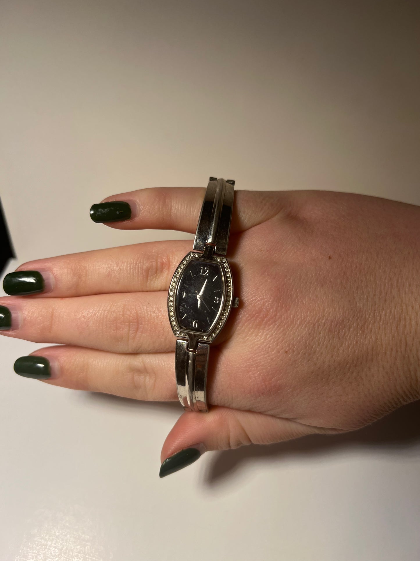 7” Vintage Silver watch with black face
