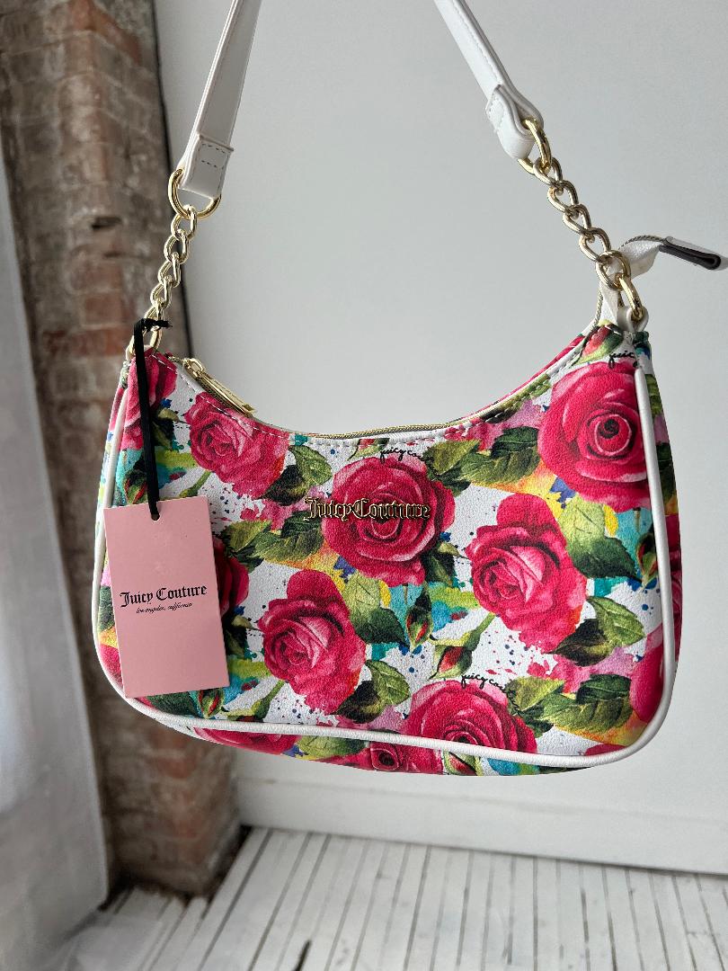Juicy Couture White Multi Rose Shoulder Bag