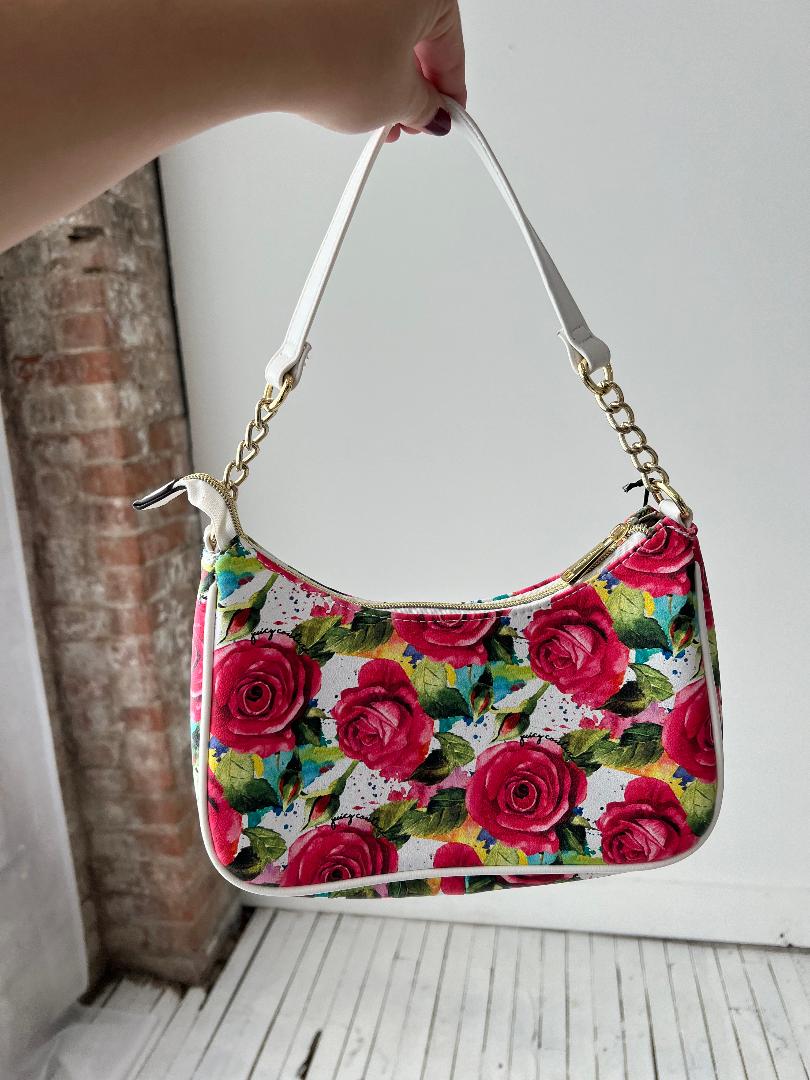Juicy Couture White Multi Rose Shoulder Bag