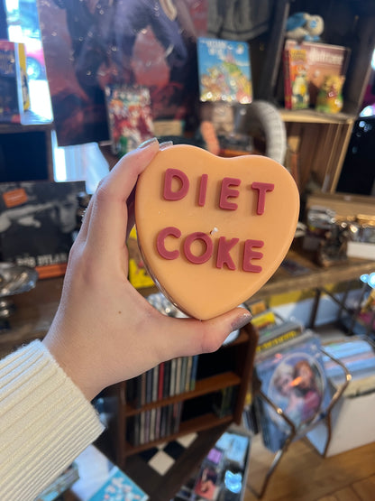 “Diet Coke” Candy Heart Candle (Orange)