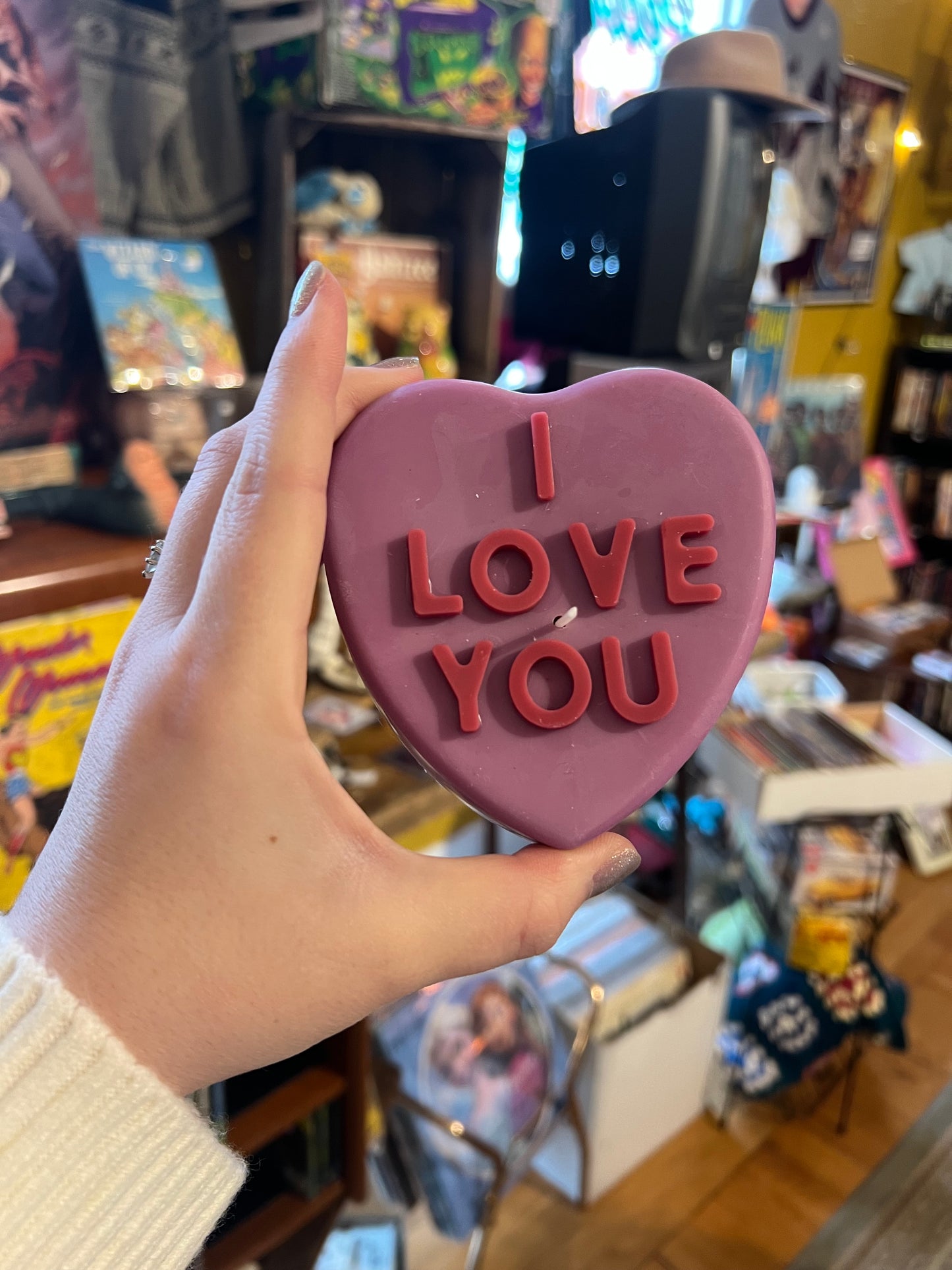 “I Love You” Candy Heart Candle